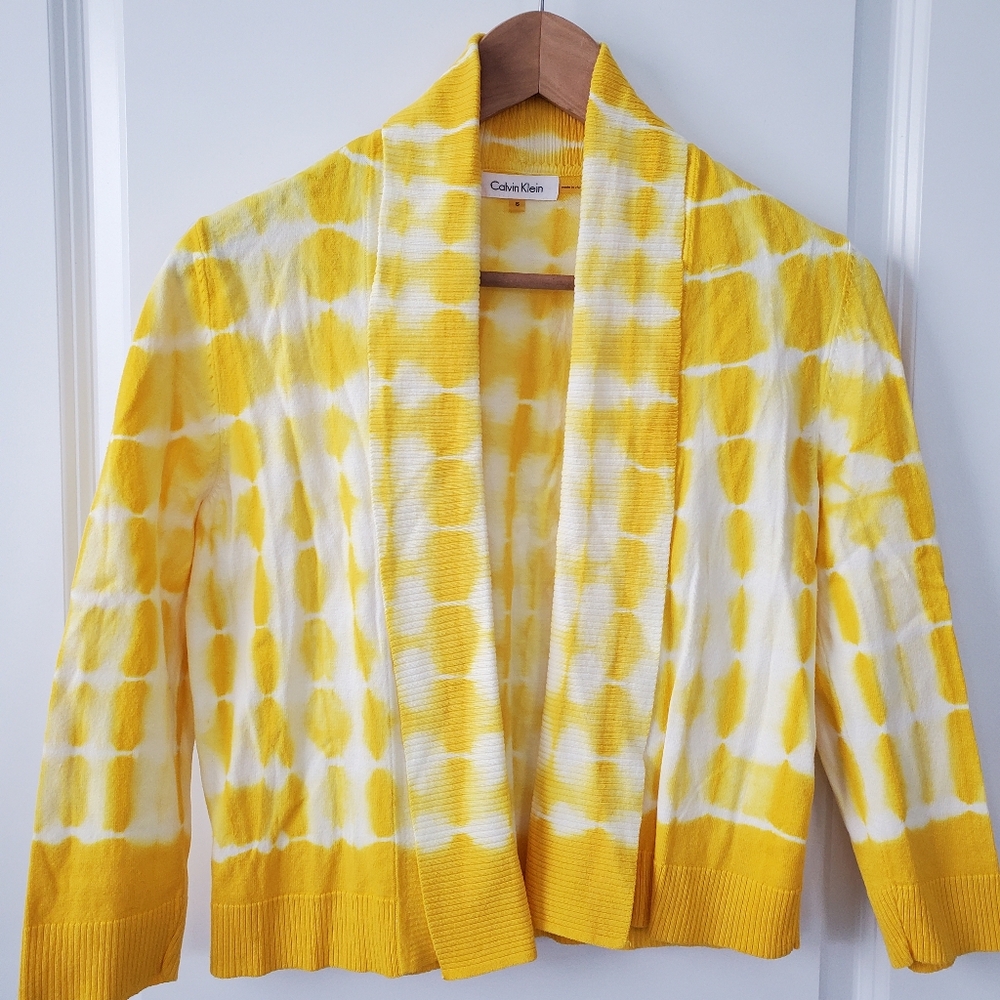 Calvin Klein Yellow Tie-Dye Cardigan - small
